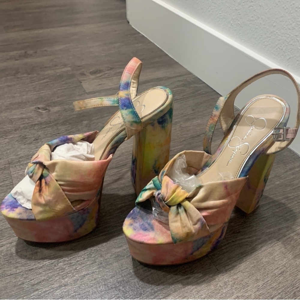 Jessica Simpson Pastel Tie-Dye Platform Heels